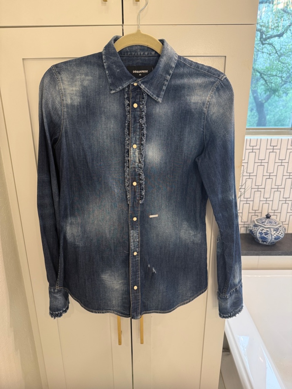 DSQUARED2 Faded Indigo Denim Button-Up Shirt size 40 IT (small)
